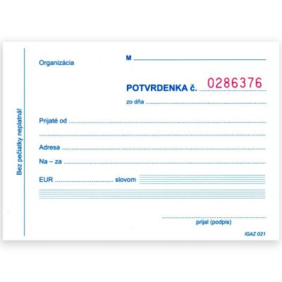 021 Potvrdenka s juxtou 3x25 listov